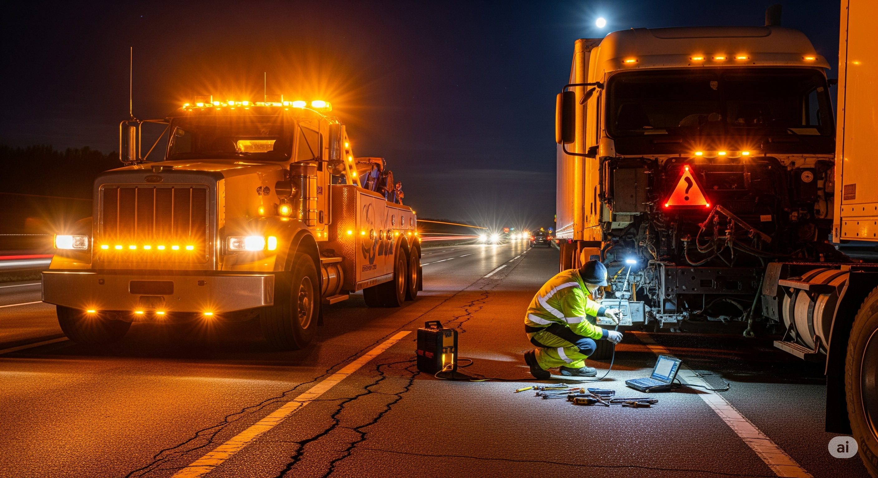 Diesel service truck from L Diesel Mobile Services providing emergency roadside assistance in Lompoc on HWY 101